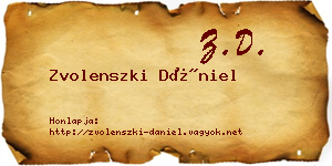 Zvolenszki Dániel névjegykártya